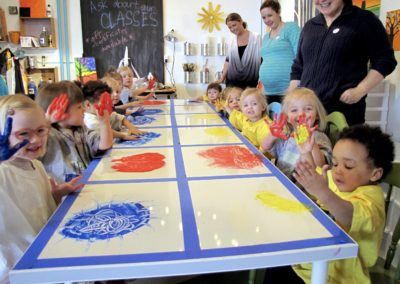 Table Top Finger Painting at Cloud 9 Workshop