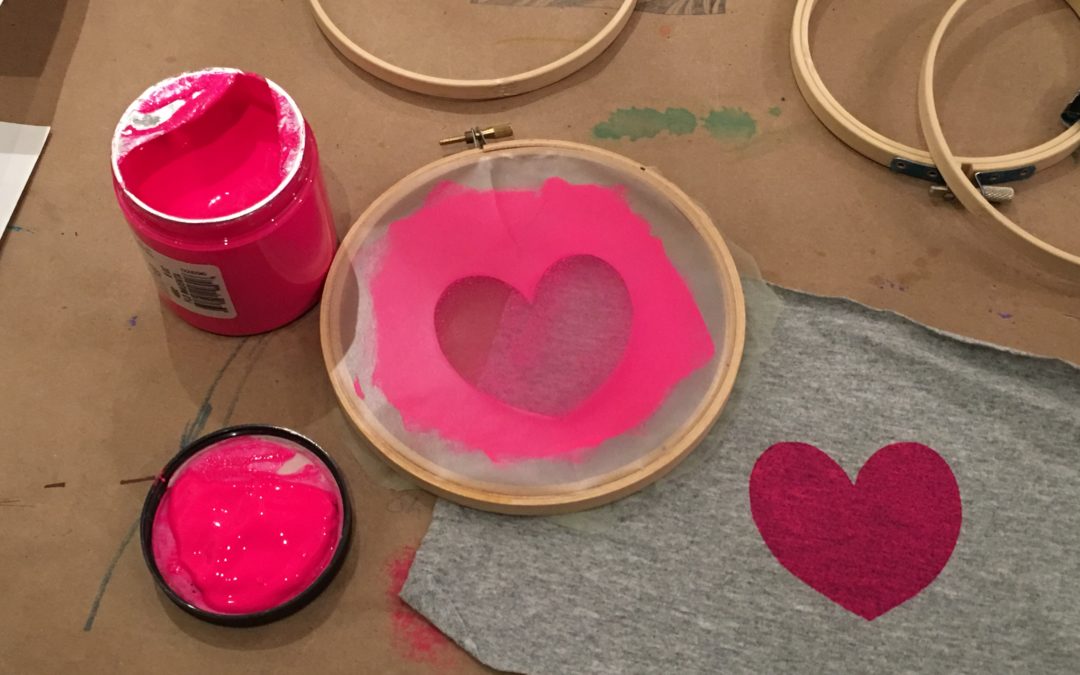 Screen Printing with Embroidery Hoops & Contact Paper